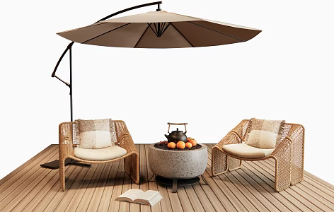 Modern Outdoor Sofa Outdoor Table and Chair Outdoor Chair Furnace Tea Making Leisure Sofa Rattan Sofa Stove 3d model