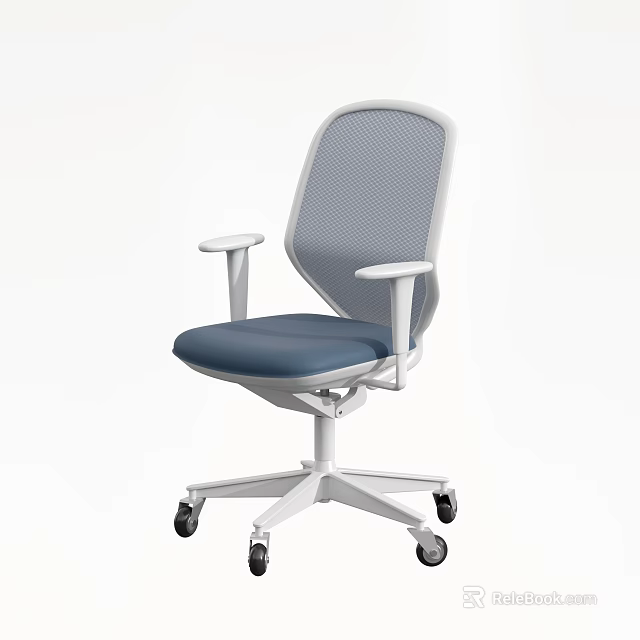 Modern Massage Chair With Breathable Mesh Back Blue Cushion And White Rolling Frame 3d model 