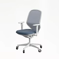 Modern Massage Chair With Breathable Mesh Back Blue Cushion And White Rolling Frame
