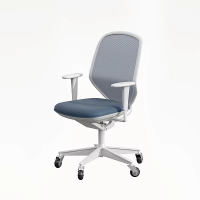 Modern Massage Chair With Breathable Mesh Back Blue Cushion And White Rolling Frame 3d model