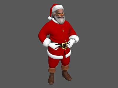 Festive Santa Claus Decorative Ornament Set With Red Outfit White Trim And Boots 3d model