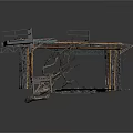 Industrial Platform Structure With Metal Frame Wooden Planks And Gravel Ground