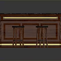 Wooden Shoe Cabinet With Black Countertop And Yellow LED Lighting Design For Home