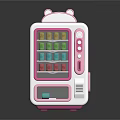 Cute Pink And White Commercial Vending Machine With Colorful Drink Compartments For Cat Tea