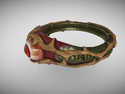 Mythical Fantasy Bracelet With Red Eye And Twisted Green Vine Decorative Design 3d model