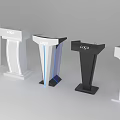 Stylish Functional Podiums With Various Modern Designs LOGO Display White Black Blue Accents For Events