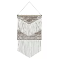 Handmade Macramé Wall Hanging With Geometric Pattern Tassel Fringe And Neutral Tones