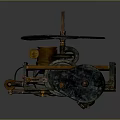Vintage Mechanical Device With Metal Structure Wheels Gears Fan shaped Component And Brass Parts