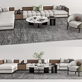 Modern Sofa And Coffee Table Set With Area Rug Cushions And Side Table 3d model