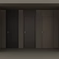 Hinged Doors with Different Colors and Wooden Texture in Minimalist Interior with Soft Lighting