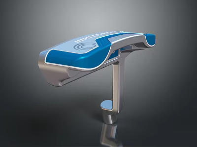 Modern Commercial Interactive Device With Blue Panel Silver Stand And Ergonomic Design 3d model