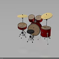 Complete Red Drum Set With Cymbals Drums And Adjustable Stool 3d model