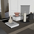 Modern Table Ornaments Books Candles Pottery Pot Bowl Chopsticks 3d model