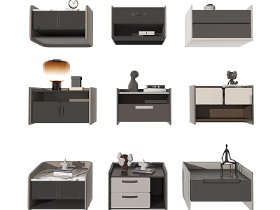 Modern Bedside Tables With Drawers Cabinet Doors And Storage Design Options 3d model