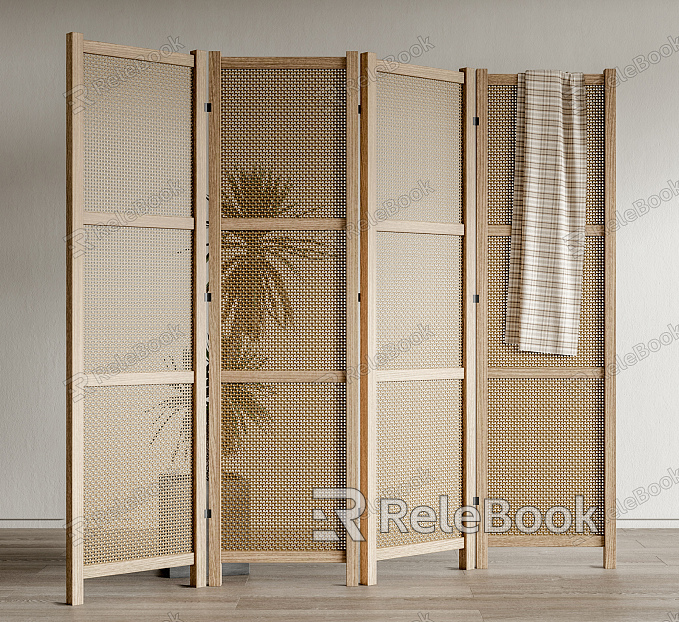 Japanese-style screen rattan screen partition model