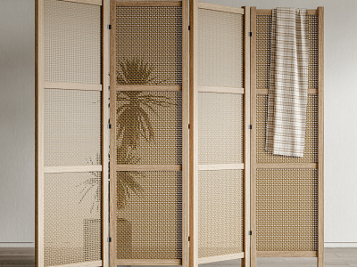 Japanese-style screen rattan screen partition model