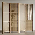 Japanese-style screen rattan screen partition 3d model