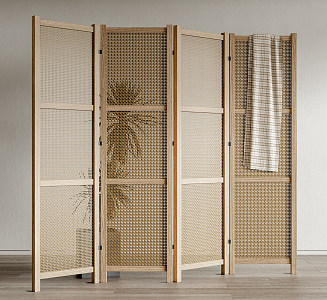 Japanese-style screen rattan screen partition 3d model