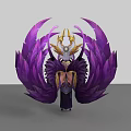Game and Movie Character With Purple Wings Golden Headdress and Ornate Eastern Style Outfit