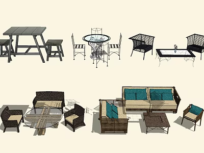 Modern Comfortable Outdoor Sofa Set With Coffee Table And Armchairs 3d model