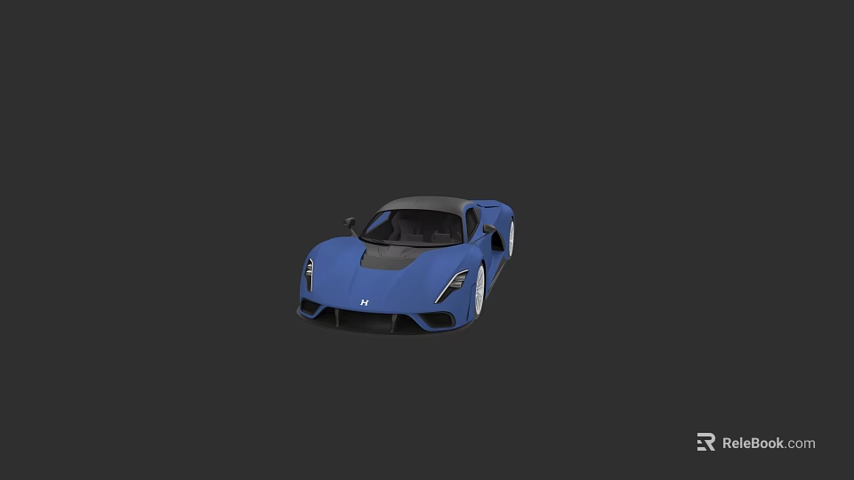 Blue Sports Car With Black Roof And Sleek Aerodynamic Exterior Design 3d model 