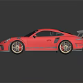 Pink Sports Car With Rear Spoiler Golden Wheels And Stylish Design