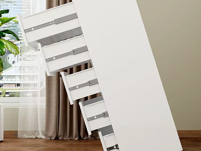 Modern White Storage Cabinet With Multiple Drawers For Home Organization And Living Room Use 3d model