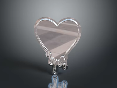 Heart Shaped Transparent Glass Decorative Ornament With Dripping Base Design 3d model