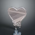 Heart Shaped Transparent Glass Decorative Ornament With Dripping Base Design