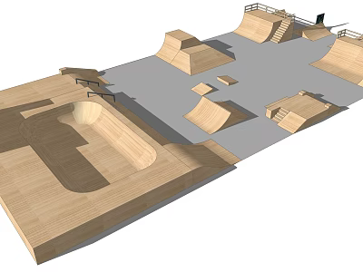 Modern Skateboard Field Park Landscape 3d model
