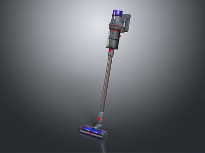 Modern Vertical Vacuum Cleaner with Sleek Design and Purple Accents for Home Cleaning 3d model