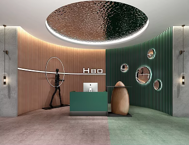 Modern Front Desk Reception 3d model