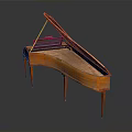 Classical Wooden Grand Piano With Curved Body And Elegant Wooden Legs
