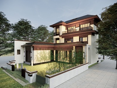 New Chinese Style Single-family Villa Homestay Hotel Rural Self-built Rural Residence 3d model