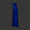 Elegant Blue Strapless Evening Dress With Satin Fabric And Belted Waist Design