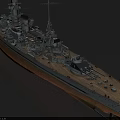 Detailed Historical Battleship Military Vessel With Main Guns Superstructure And Deck Features