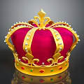 Luxurious Royal Crown Jewelry With Red Velvet Gold Frame Pearls And Colored Gemstones