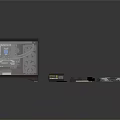 Dark Computer Case With Scattered PC Components Like Fans Motherboard And Graphics Card