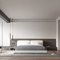 Modern Bedroom Interior Design With Double Bed Hanging Lights Accent Chair And Wardrobe