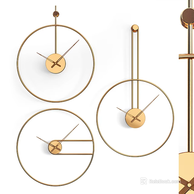 Minimalist Modern Clocks With Gold Round Frame Wall And Table Standing Design 3d model