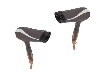 Modern LINX Hairdryer With Gray Body And Brown Handle Design Style 3d model