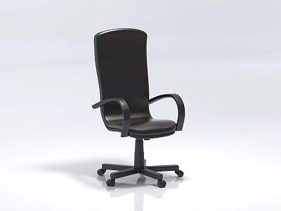Modern Black Leather Office Chair With Ergonomic Armrests And Swivel Wheels 3d model