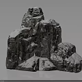 Snow Covered Natural Stone Rock Formation With Rugged Texture On Reflective Surface 3d model
