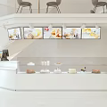 Modern Dessert Shop Interior Design With Glass Facade Spiral Staircase And Wooden Display Cases
