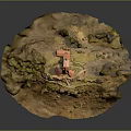 Scenic Island Terrain With White Tower Red Roof And Green Trees Paths