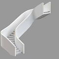 Elegant Modern White Curved Staircase With Smooth Handrail And Steps Design 3d model