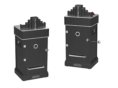 Black Kitchen Appliances With Double Door Design And Control Knobs For Home Use 3d model
