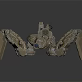 Futuristic Cybernetic Spider Robot Creature With Multiple Metallic Legs And Gear Design