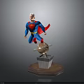 Detailed Superman 3D Action Figure Floating Above Globe With Hexagonal Base