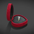 Elegant Gold Diamond Ring in Open Red Heart Shaped Jewelry Box